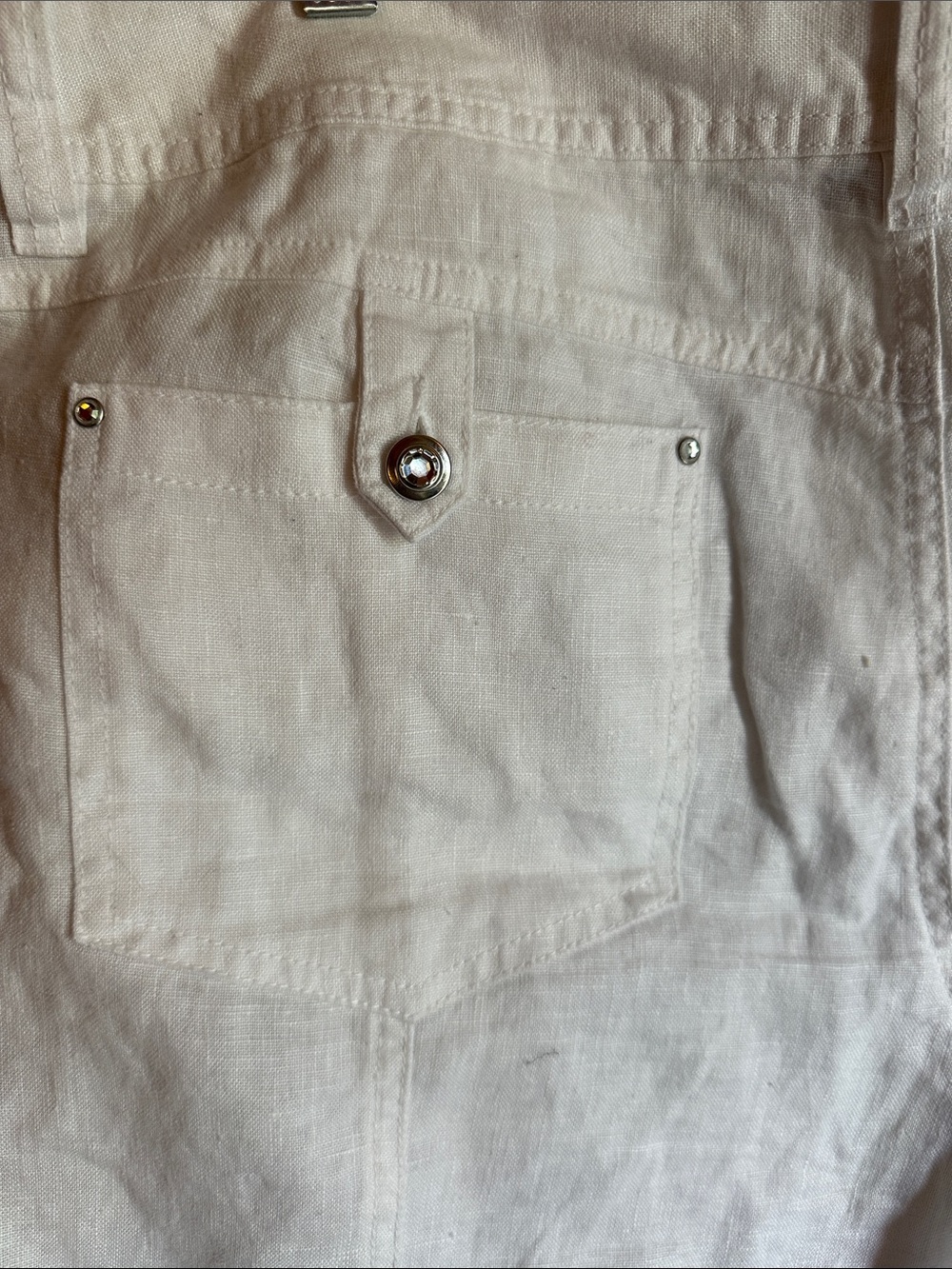 Women’s INC Cuffed White Linen Shorts With Jewel Embellishments, size 14 - Picture 6 of 6